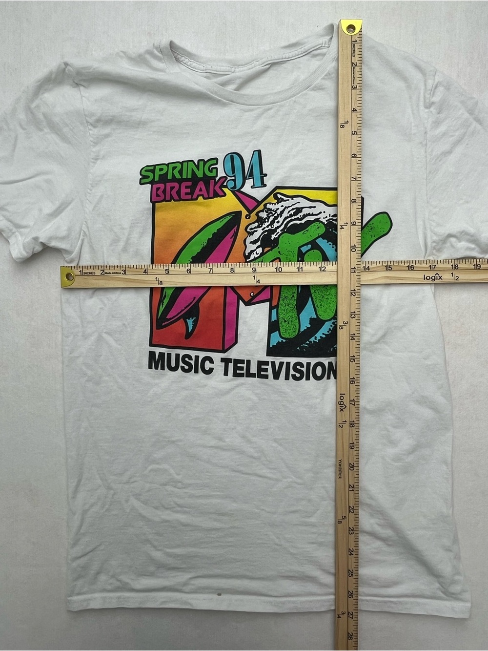 1994 MTV Spring Break White Graphic Adult Vintage T-Shirt Small - Picture 7 of 7